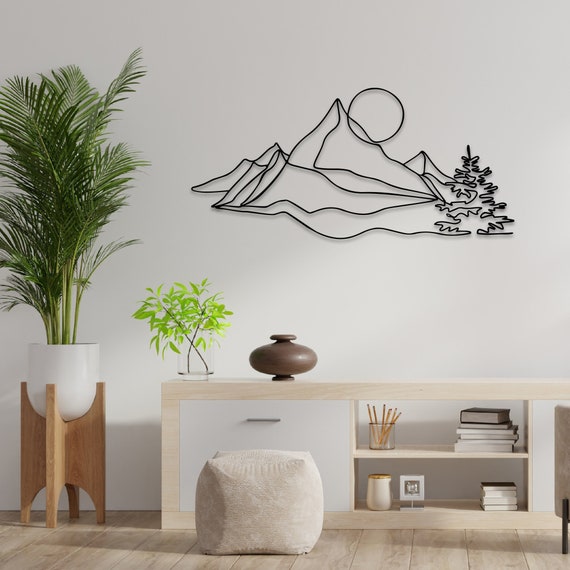 Mountain Metal Wall Decor Minimalist Mountain Art Metal Wall Etsy
