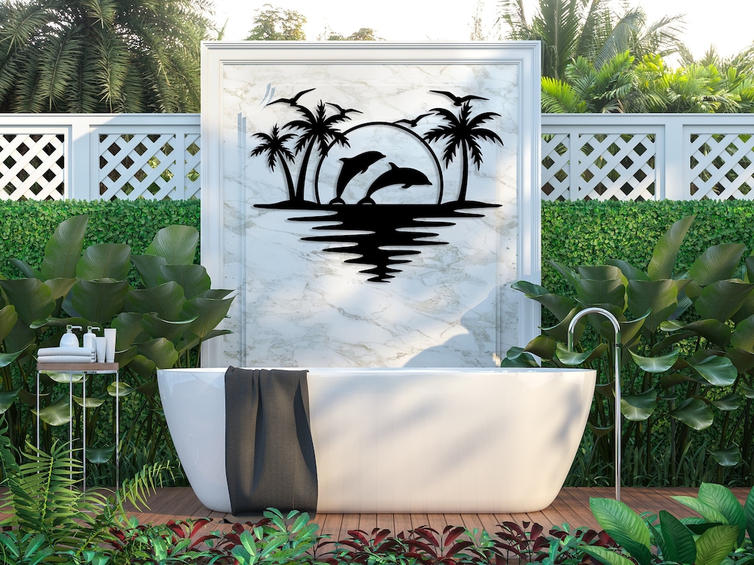 Beach House Metal Wall Art, Nautical Sea Life Wall Art, Outdoor Summer