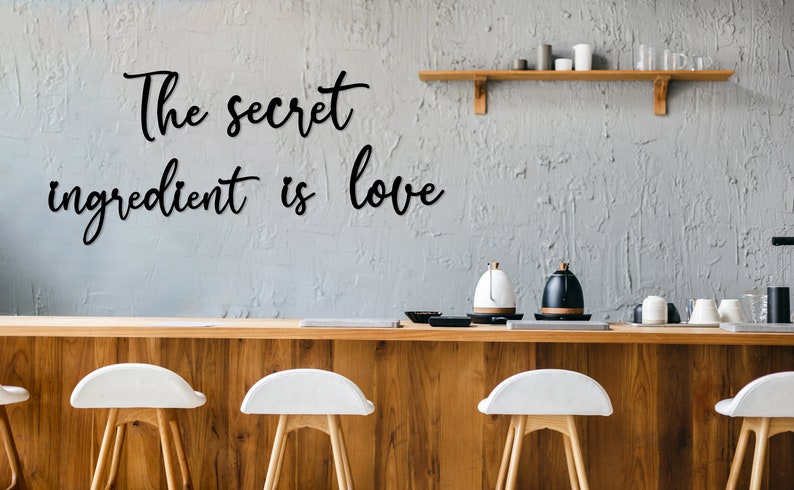 The Secret Ingredient is Love Metal Wall Art, Cozy Kitchen Metal Wall Letters, Kitchen Wall Decor, House Warming Gift for Her Dining Room image 3