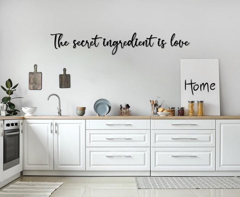 The Secret Ingredient is Love Metal Wall Art, Cozy Kitchen Metal Wall Letters, Kitchen Wall Decor, House Warming Gift for Her Dining Room image 1