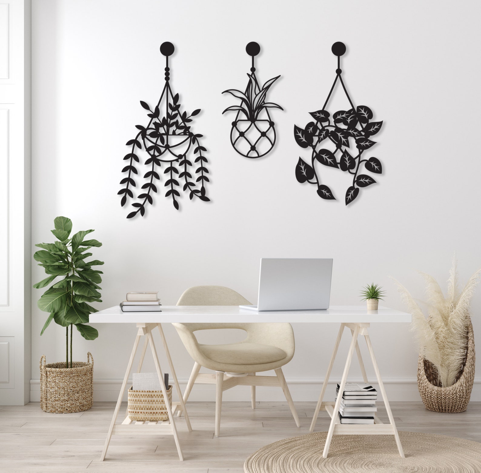 Metal Hanging Spring Flower Wall Decor Set of 3 Flower in Etsy