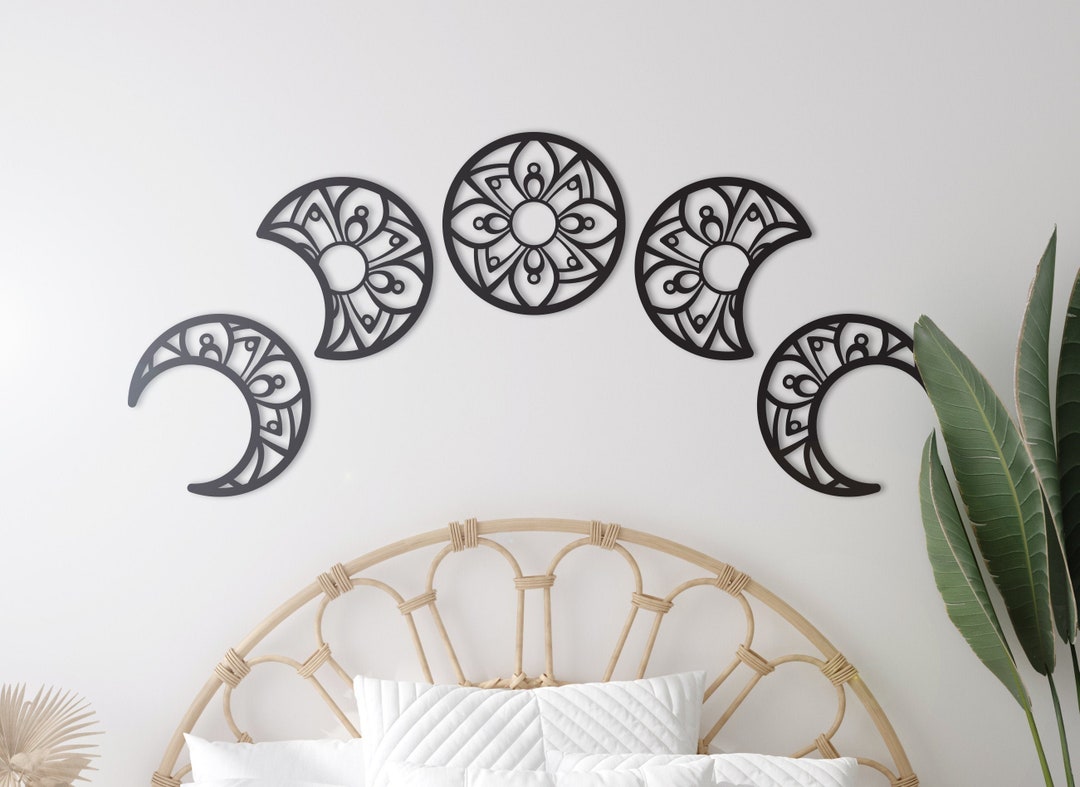 Lunation Moon Metal Wall Art Set of 5 Moon Phase Wall Etsy