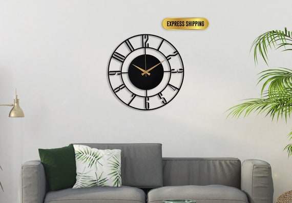 Black Latin Metal Large Wall Clock Silent Oversize Canada - Large Metal Wall Clock Canada Black Latin Metal Large Wall Clock Silent Oversize Canada - Large Metal Wall Clock Canada