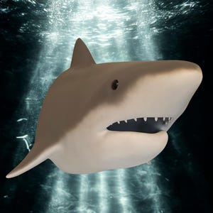 Giant Shark Head Wall Decor: Hand-Painted Ocean Sculpture