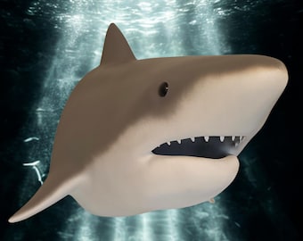 Giant Shark Head Wall Decor: Hand-Painted Ocean Sculpture