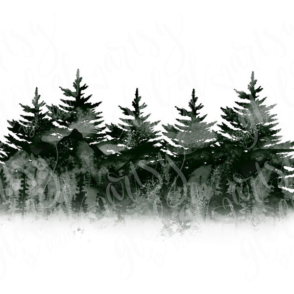 Mountains and forest, mountain scene, mountain clip art, dark green forest sublimation designs downloads png, jpeg or pdf