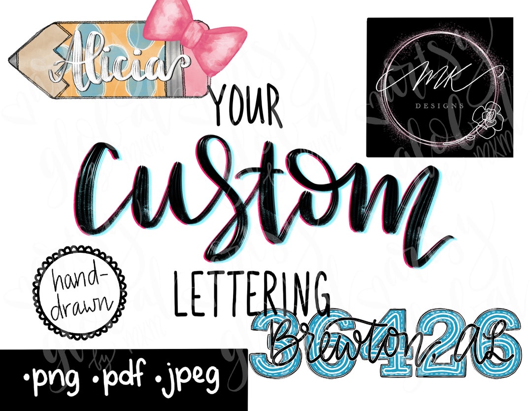 Personalized Text Custom Text, Custom Calligraphy, Hand-drawn Lettering Sublimation ...