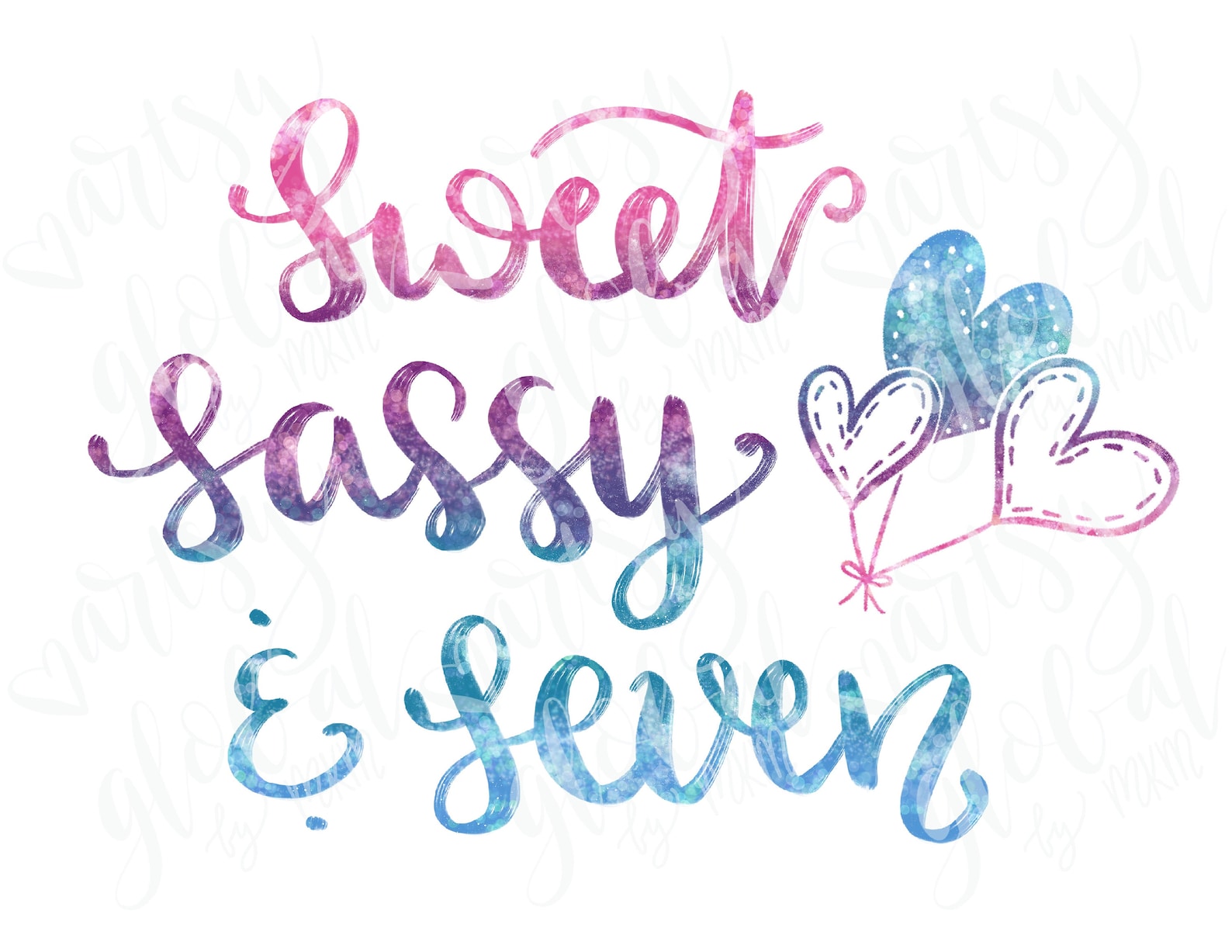 Sweet Sassy and Seven, 7th Birthday Clip Art, Girls Birthday