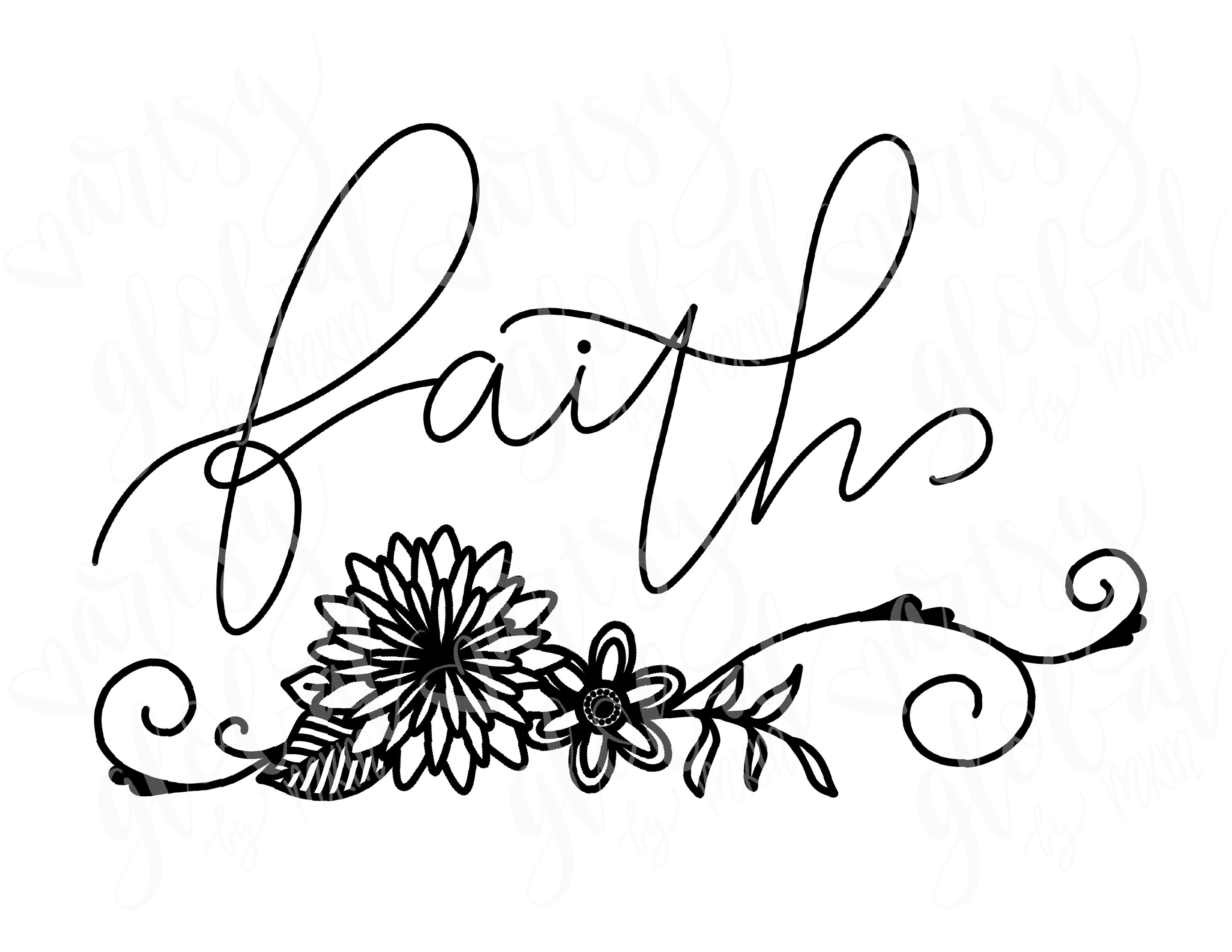 Faith Flowers Clip Art Faith Sublimation Designs Downloads Etsy