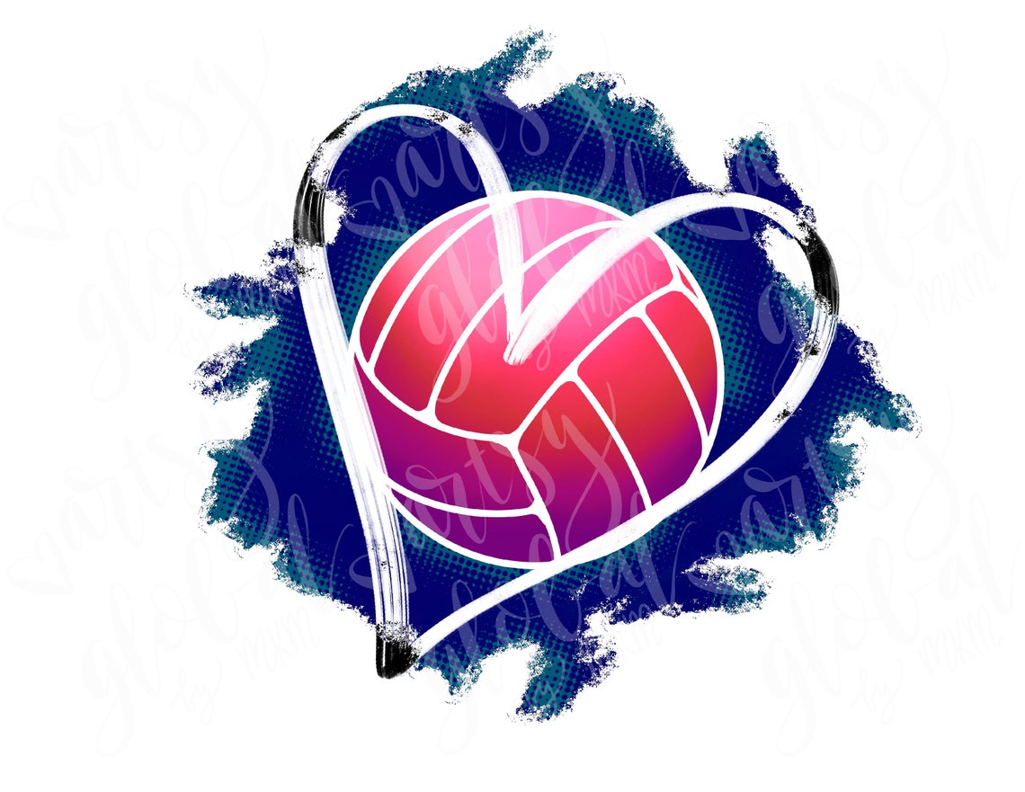Volleyball Heart, Volleyball Clip Art, Volleyball Heart Sublimation