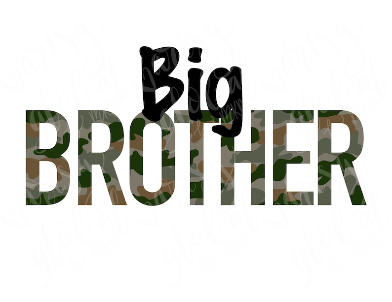 May include: A camouflage pattern graphic with the text "Big Brother" in black lettering.