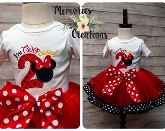 I'm twodles  birthday outfit, minie birthday outfit, red and black tutu, 2nd birthday tutu outfit