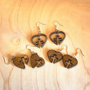 Heart cross earrings outlet