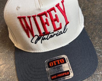 Wifey Material Trucker Hat – Adjustable Embroidered Snapback, Bachelorette Party Cap, Cute Bride Gift, Casual Mesh Hat for Her, Summer Cap