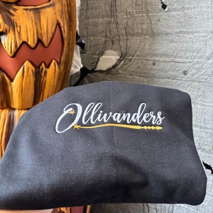 Ollivanders Embroidered Crewneck, Wizard Sweatshirt, Magical Unisex Pullover, Embroidered Sweatshirt, university sweaters