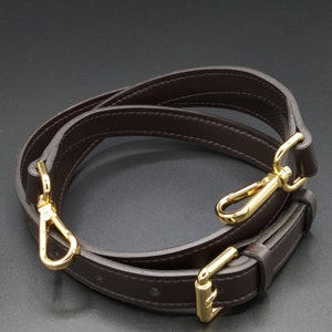 Dark Brown (Damier Ebene) Leather Strap for LV Pochette, Alma, Eva,  Croisette, etc - Petite 1/2 inch (13mm) Wide