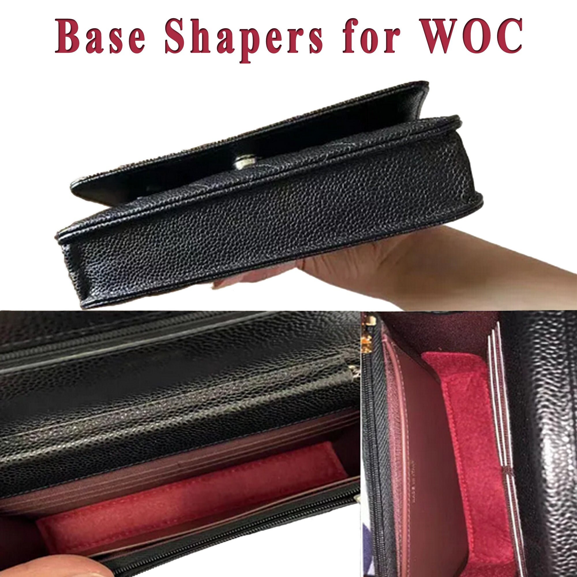 Felt Bag Insert Organizer for Chanel woc liner chain bag lining storage bag  insert 3005-black