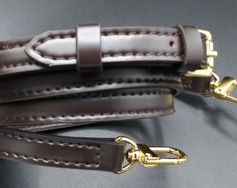 37-47 Dark Brown Adjustable Handbag Strap Vachetta Leather for Damier Ebene Tote Crossbody Bag Purse Gold Clasps Speedy Metis Alma Felicie