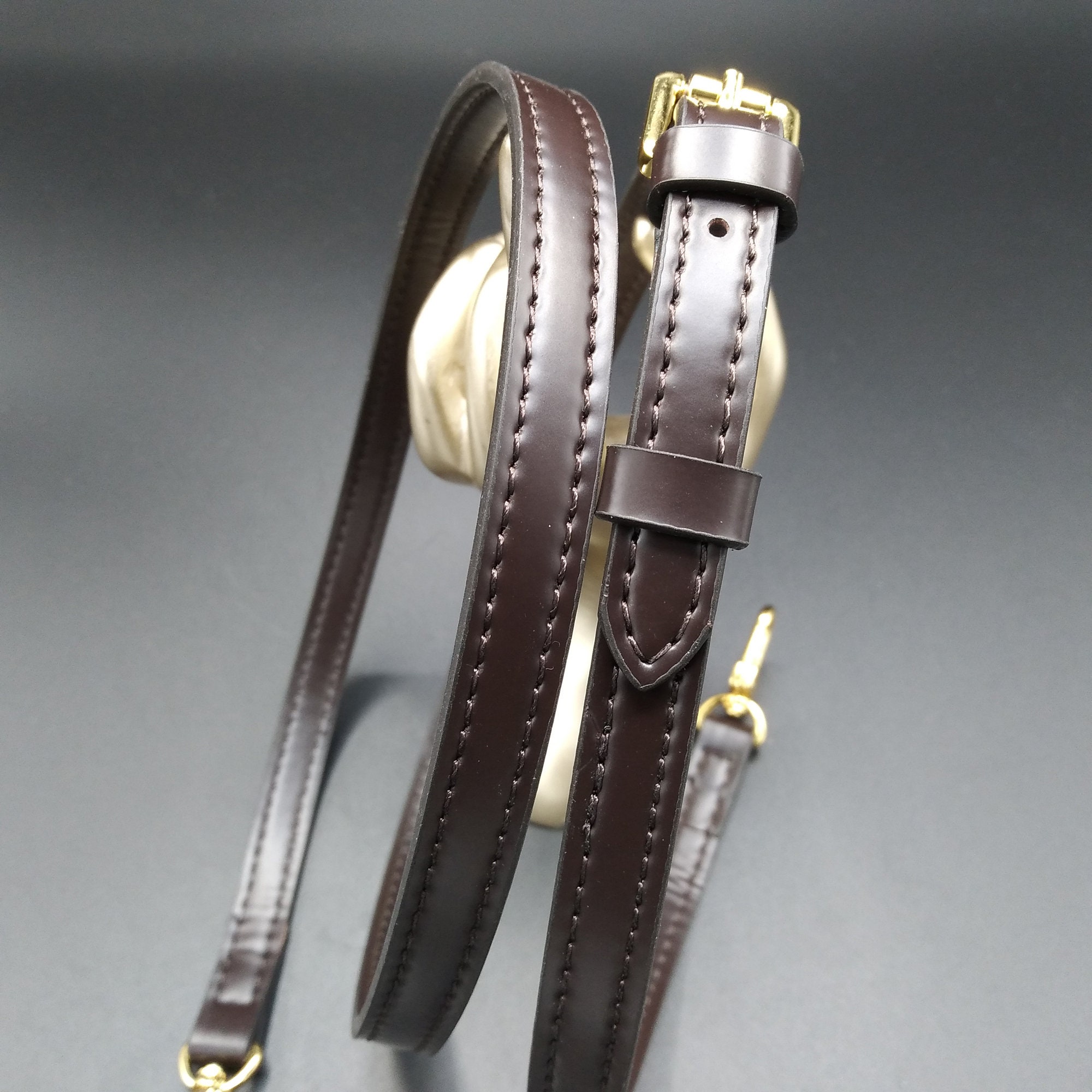 Auth LOUIS VUITTON Shoulder Strap 12mm For Damier Ebene J11502 Leather  #1030027