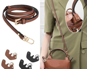 Für Crossbody-Umwandlung Le Pliage Longchamp Mini-Handtaschengurte Stanzfreie Echtkiesel-Leder-verstellbare Schultergurt-Umwandlung