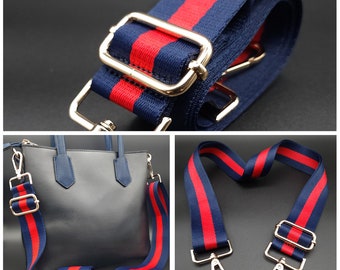 1.5"/38mm Blue Red Blue Woven Canvas Adjustable Shoulder Crossbody Strap For Tote Duffle Bags 70-140cm Teardrop Gold Silver Gunmetal Clasps