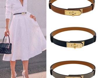 Ceinture de rechange en cuir véritable pour dames faite à la main, boucle rotative, ceinture fine, jean réglable, manteau, pantalon, ceinture en alliage, classique