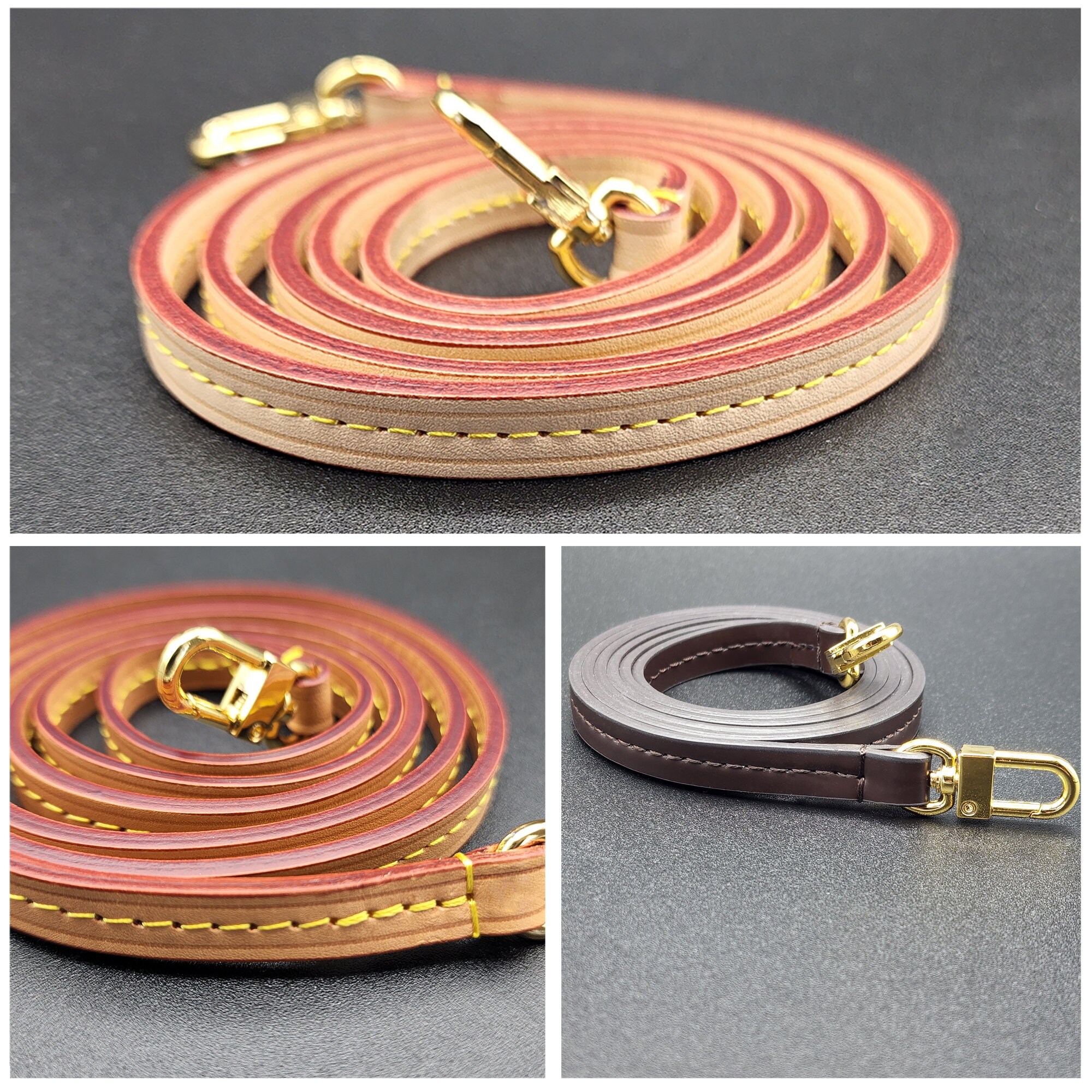 Braided Vachetta Leather Strap with 24K Gold Plated Hardwares, for Handbags, Bucket Bags, Neo NM/BB, Customized Should/Crossbody Strap