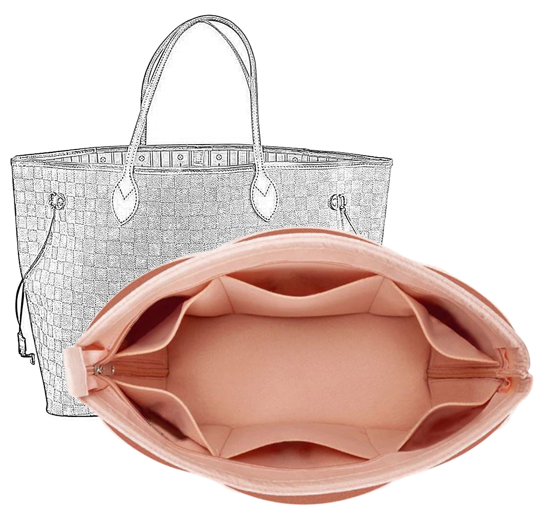  Zoomoni Premium Bag Organizer for LV Louis Vuitton Onthego PM  (Handmade/20 Color Options) [Purse Organiser, Liner, Insert, Shaper] :  Handmade Products