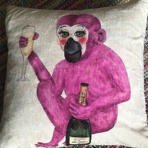 Pink Monkey w champagne pillow