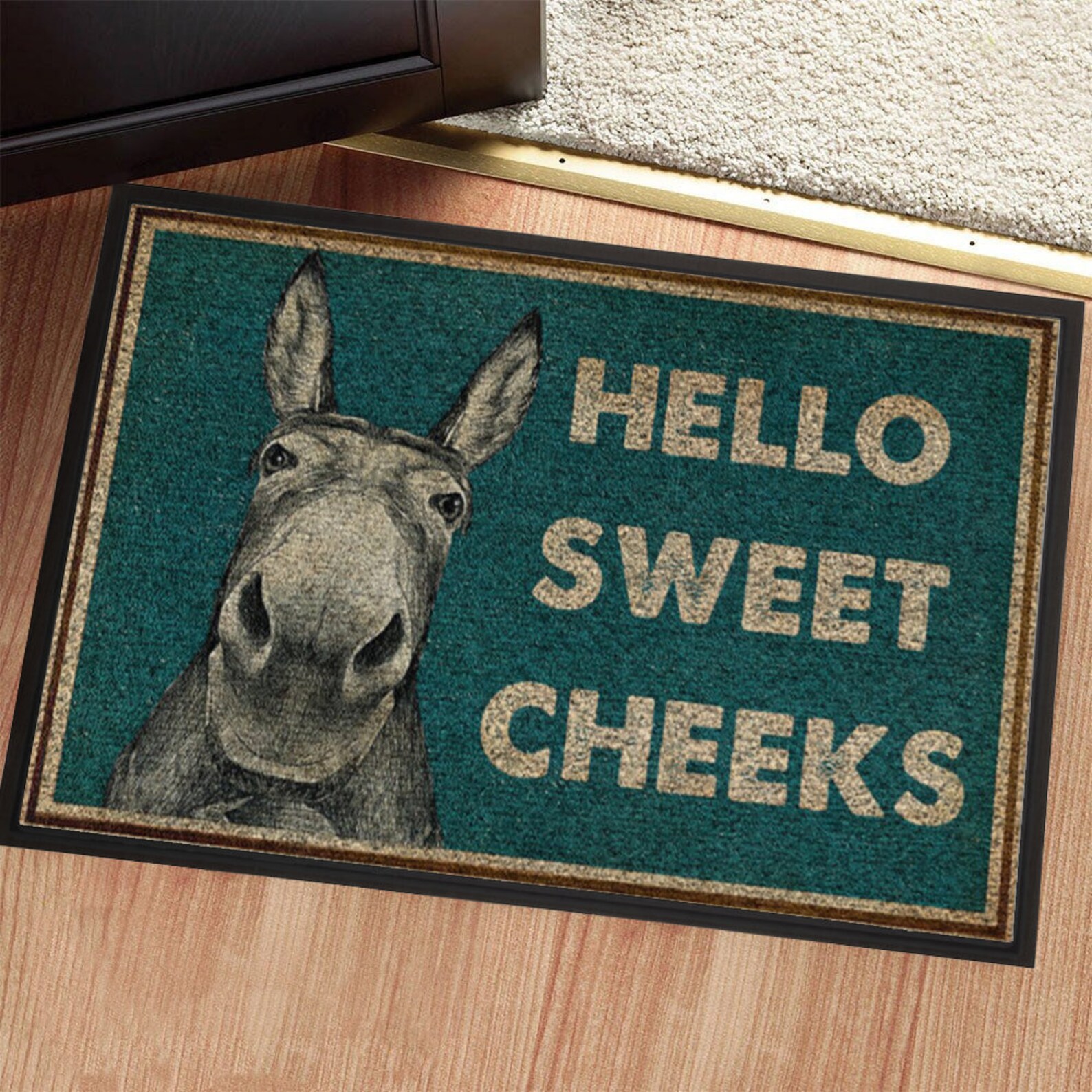 Hello Sweet Cheeks Donkey Door Rug Housewarming Gift New Etsy