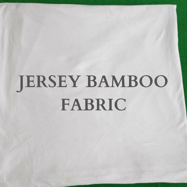 Bamboo Fabric in White Color, Spandex Breathable Knit Fabric, 220 GSM, 60 inch Width, By a Yard, Sustainable & Eco-friendly Fabric