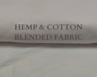 Hemp and Cotton Fabric - 135 GSM, 100% Natural & Sustainable Fabric, Apparel Fabric, Chemical Free Fabric, Bulk Price, White Hemp Fabric