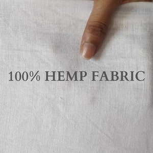 100% Natural Hemp Fabric - White Color, 140 GSM, Sustainable, Chemical Free Fabric, Hypoallergenic, Pure hemp fabric, Bulk Price