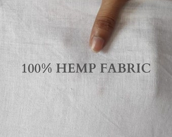 100% Natural Hemp Fabric - White Color, 140 GSM, Sustainable, Chemical Free Fabric, Hypoallergenic, Pure hemp fabric, Bulk Price
