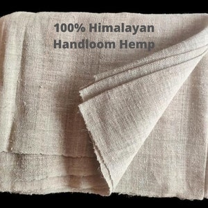 100% Himalayan Handloom Hemp Fabric - 400 GSM, 30 Inch Width, Hand-woven Hemp Fabric in Natural Color,  Sustainable Fabric, Bulk Price
