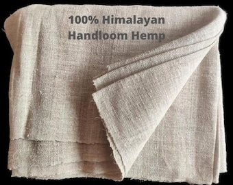 100% Himalayan Handloom Hemp Fabric - 400 GSM, 30 Inch Width, Hand-woven Hemp Fabric in Natural Color,  Sustainable Fabric, Bulk Price