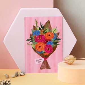 Just For You Flower Bouquet - A6 Greeting Card - C6 Kraft Envelope - birthday, just because, thinking of you, love, get well soon.