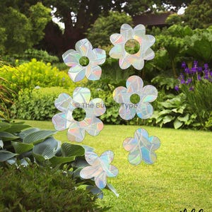 Summer Flower Mini Bundle - Sun Catcher Window Decals - Rainbow Maker Glass Sticker - 6pcs Daisy Flower Shapes