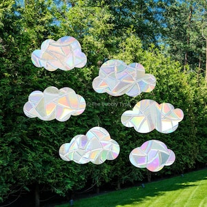 Dreamy Cloud Bundle - Sun Catcher Window Decals - Rainbow Maker Glass Sticker - 6pcs