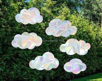 Dreamy Cloud Bundle - Sun Catcher Window Decals - Rainbow Maker Glass Sticker - 6pcs