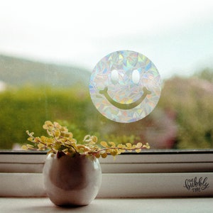 Smiley Face - Sun Catcher Window Decals - Rainbow Maker Glass Sticker - Happy Face