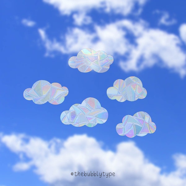 Dreamy Cloud Bundle - Sun Catcher Window Decals - Rainbow Maker Glass Sticker - 5pcs