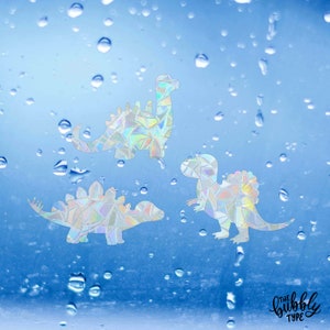 Dinosaurs - Sun Catcher Window Decals - Rainbow Maker Glass Sticker - 6pcs Dino Shapes Stegosaurus Apatosaurus