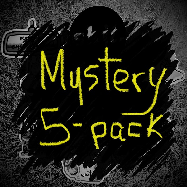 Mystery Sticker 5-pack // Waterproof Random Decal Eyeball Cuss Word Curse Skull Funny Edgy Grunge Stickers