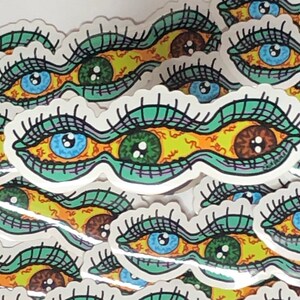 Peas in a Pod Sticker // Glossy Waterproof Eyeball Triplet Eyes Three Peas In a Pod Best Friends Eyes Decal