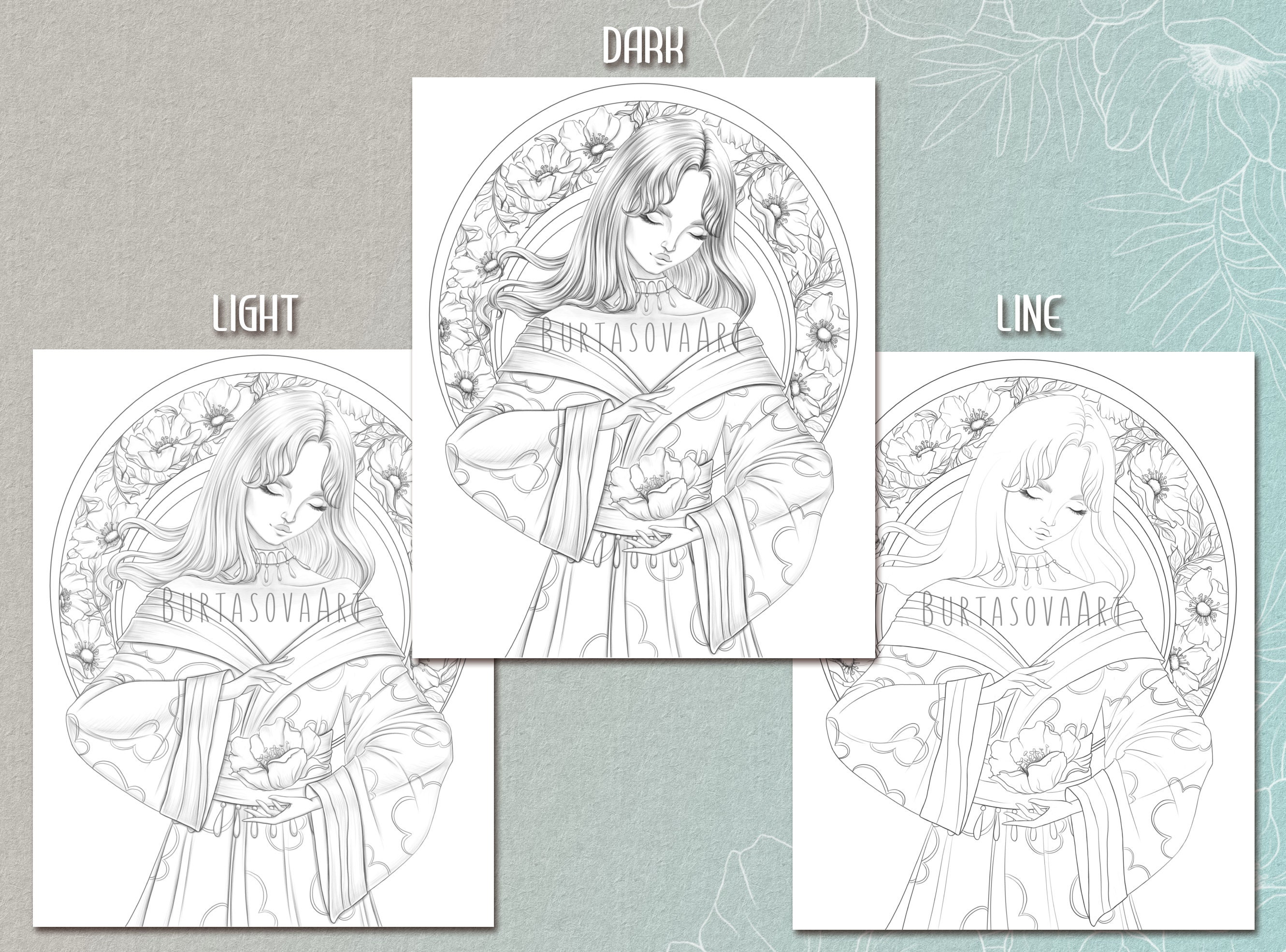 Adult coloring page Mother of Flowers Printable Instant | Etsy