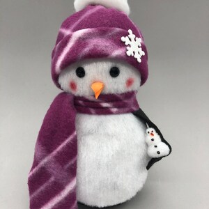 Sock Penguin with Purple Hat and Scarf, Gift for Penguin Lover, Christmas gift, Gift for Mom, Gift for Aunt, Handmade Gift, Gift for Teacher
