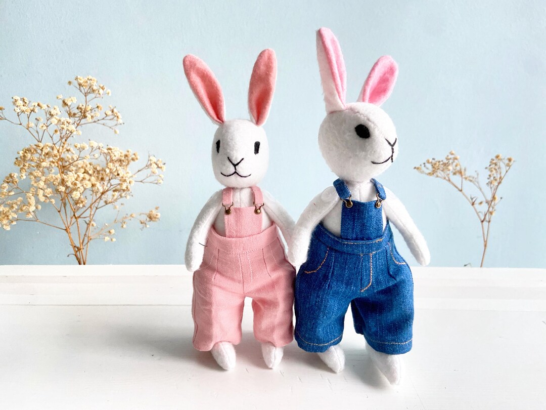 Felt Bunny Doll Sewing Pattern With Overalls | PDF + Video Tutorial - Etsy