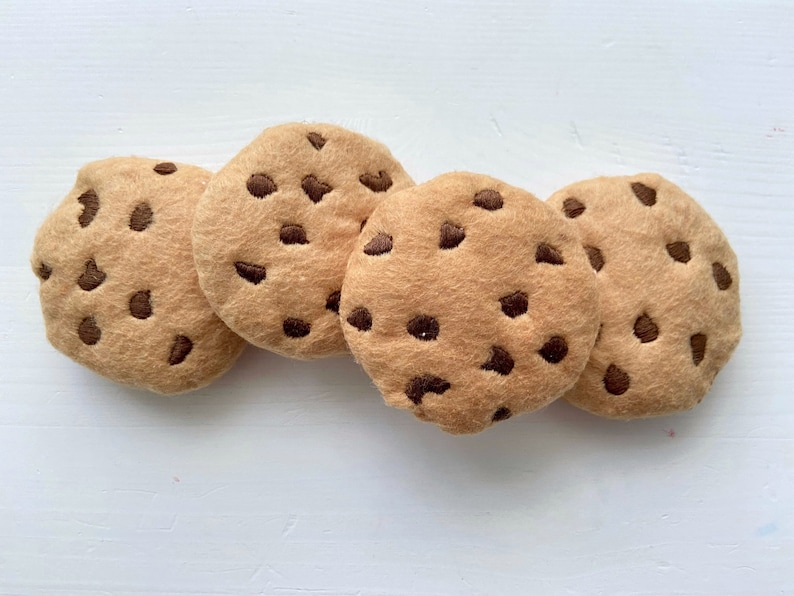 Felt Chocolate Chip Cookies Pretend Play Felt Food Play Etsy