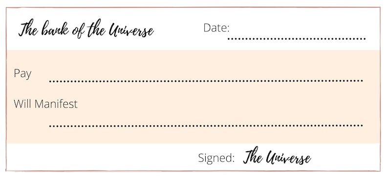 Law of Attraction Blank Cheque | LOA | Manifest - Etsy
